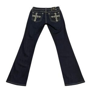 Vintage Y2K rave skater punk Miss Me bootcut jeans studded crosses 30